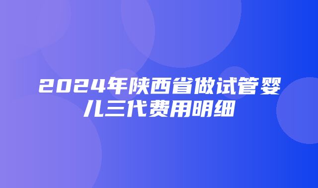 2024年陕西省做试管婴儿三代费用明细