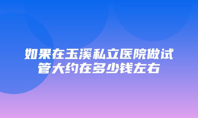 如果在玉溪私立医院做试管大约在多少钱左右