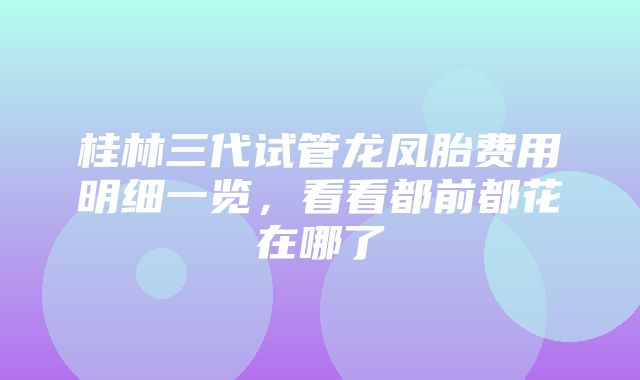 桂林三代试管龙凤胎费用明细一览，看看都前都花在哪了