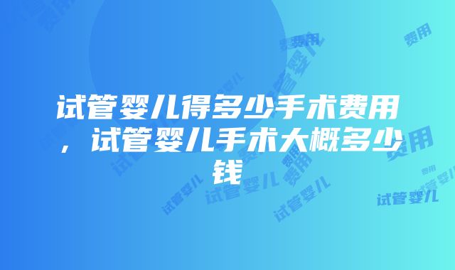 试管婴儿得多少手术费用，试管婴儿手术大概多少钱