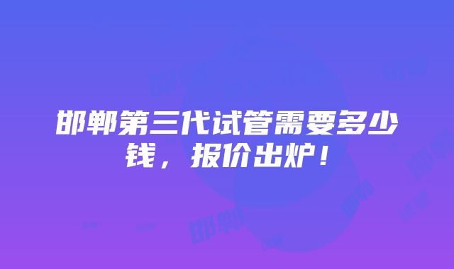 邯郸第三代试管需要多少钱，报价出炉！