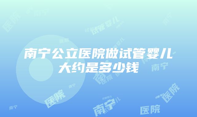 南宁公立医院做试管婴儿大约是多少钱