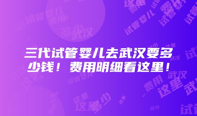 三代试管婴儿去武汉要多少钱！费用明细看这里！