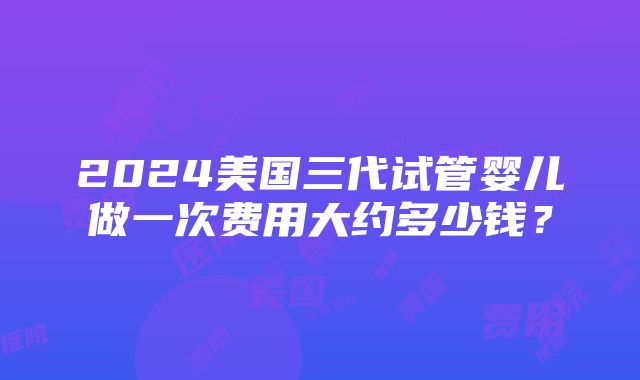 2024美国三代试管婴儿做一次费用大约多少钱？