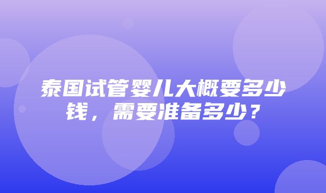 泰国试管婴儿大概要多少钱，需要准备多少？