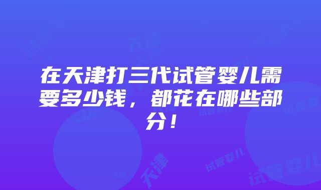 在天津打三代试管婴儿需要多少钱，都花在哪些部分！