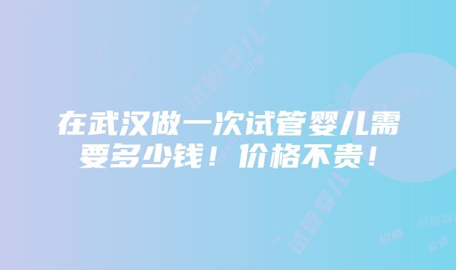 在武汉做一次试管婴儿需要多少钱！价格不贵！