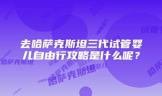 去哈萨克斯坦三代试管婴儿自由行攻略是什么呢？