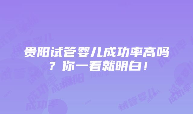 贵阳试管婴儿成功率高吗？你一看就明白！