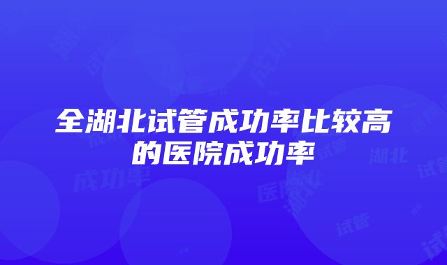 全湖北试管成功率比较高的医院成功率