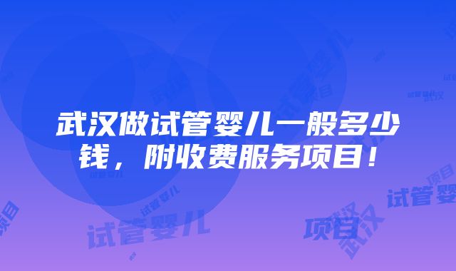 武汉做试管婴儿一般多少钱，附收费服务项目！