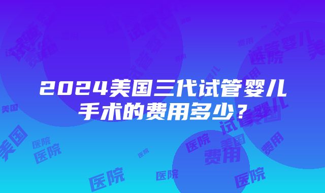 2024美国三代试管婴儿手术的费用多少？