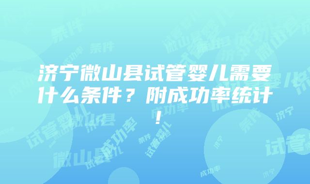 济宁微山县试管婴儿需要什么条件？附成功率统计！