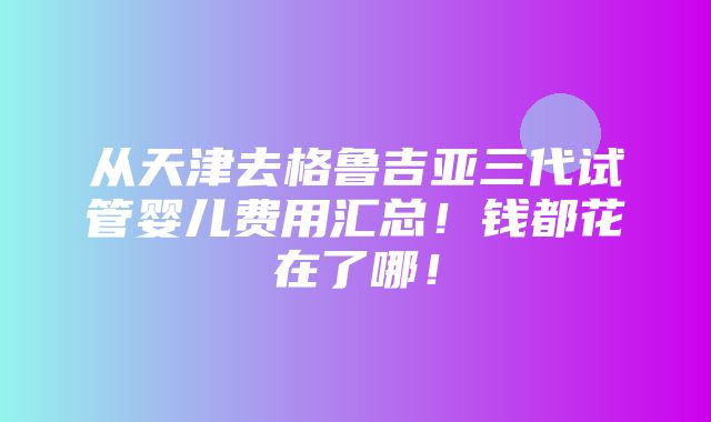 从天津去格鲁吉亚三代试管婴儿费用汇总！钱都花在了哪！