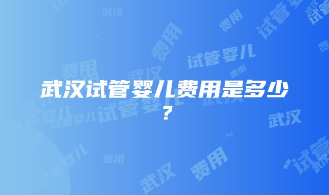 武汉试管婴儿费用是多少？