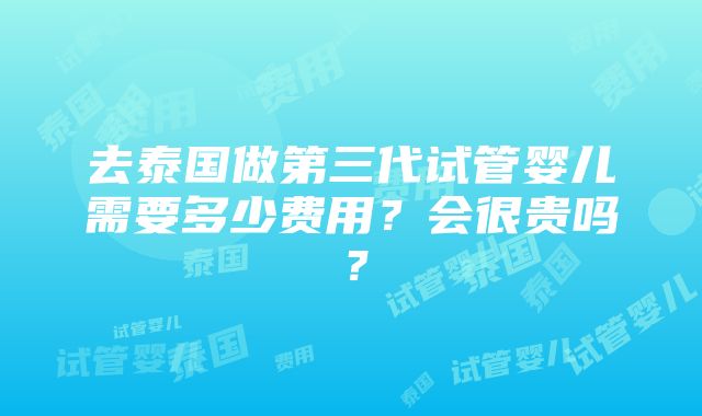 去泰国做第三代试管婴儿需要多少费用？会很贵吗？