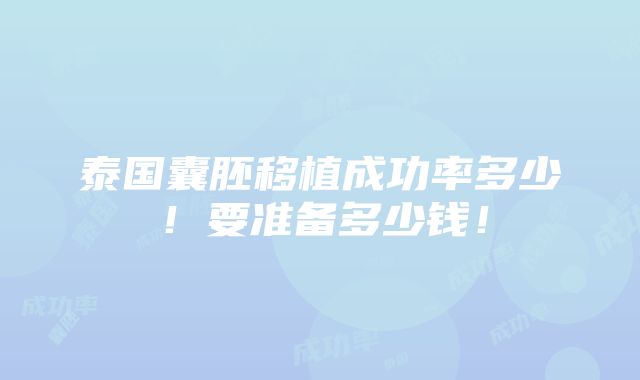 泰国囊胚移植成功率多少！要准备多少钱！