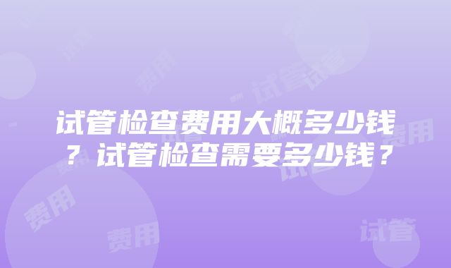 试管检查费用大概多少钱？试管检查需要多少钱？