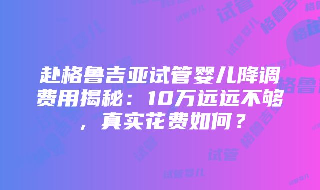 赴格鲁吉亚试管婴儿降调费用揭秘：10万远远不够，真实花费如何？