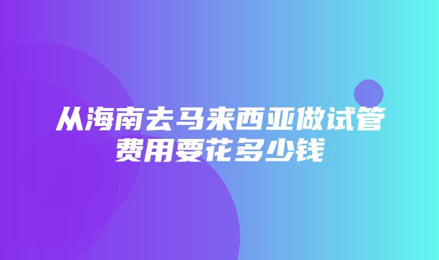 从海南去马来西亚做试管费用要花多少钱