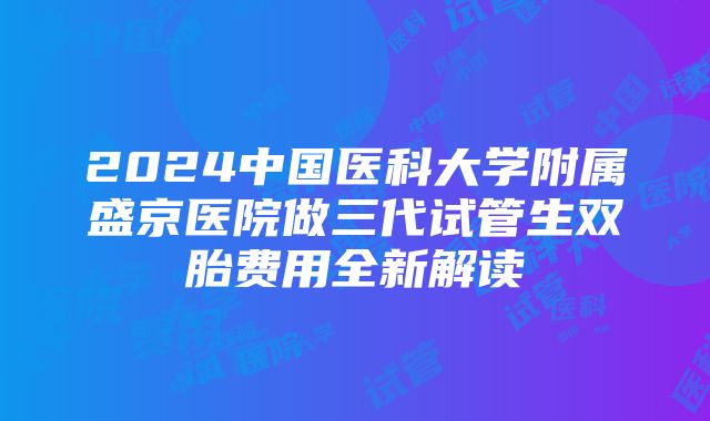 2024中国医科大学附属盛京医院做三代试管生双胎费用全新解读