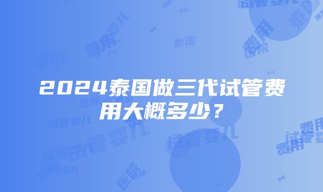 2024泰国做三代试管费用大概多少？