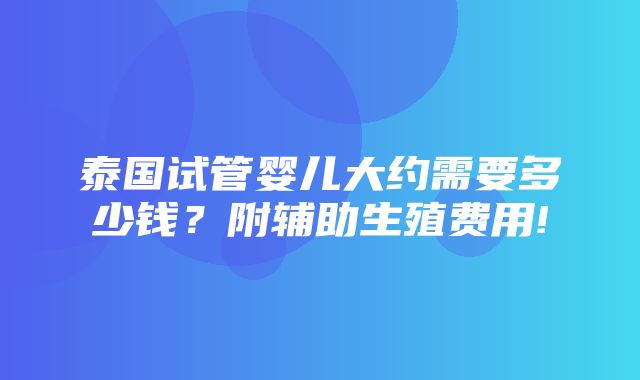 泰国试管婴儿大约需要多少钱？附辅助生殖费用!