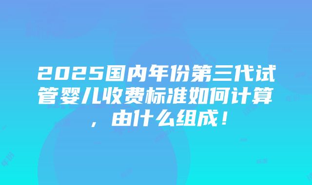 2025国内年份第三代试管婴儿收费标准如何计算，由什么组成！