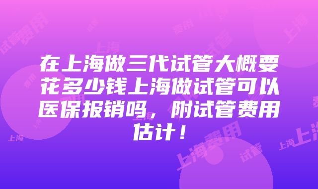 在上海做三代试管大概要花多少钱上海做试管可以医保报销吗，附试管费用估计！