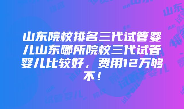 山东院校排名三代试管婴儿山东哪所院校三代试管婴儿比较好，费用12万够不！