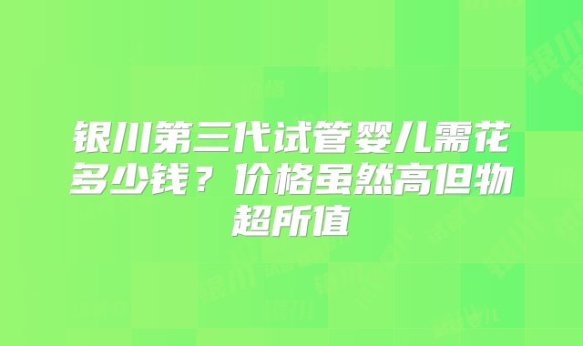 银川第三代试管婴儿需花多少钱？价格虽然高但物超所值