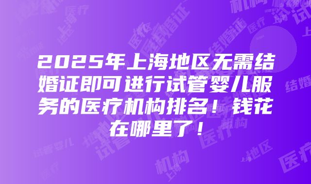 2025年上海地区无需结婚证即可进行试管婴儿服务的医疗机构排名！钱花在哪里了！