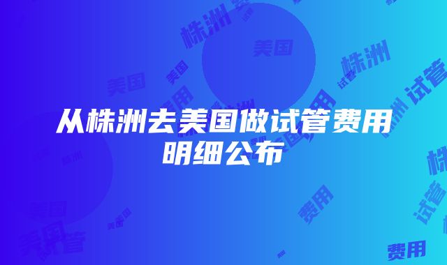 从株洲去美国做试管费用明细公布