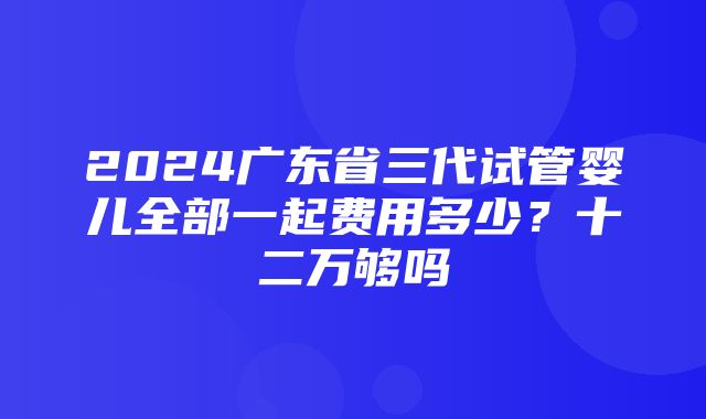 2024广东省三代试管婴儿全部一起费用多少？十二万够吗