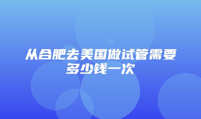 从合肥去美国做试管需要多少钱一次