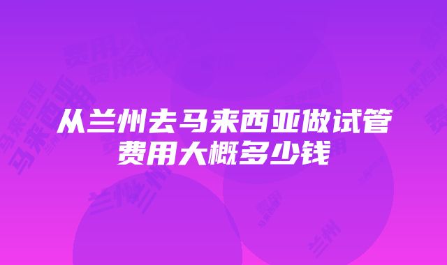 从兰州去马来西亚做试管费用大概多少钱