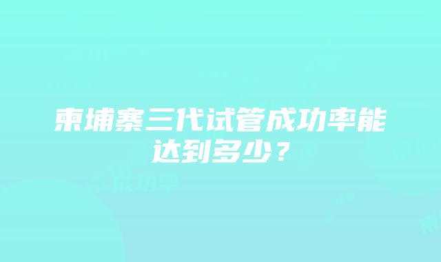 柬埔寨三代试管成功率能达到多少？