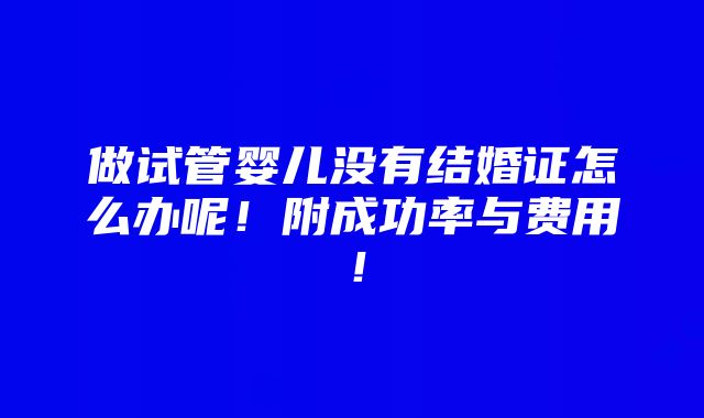 做试管婴儿没有结婚证怎么办呢！附成功率与费用！