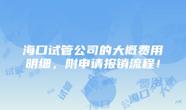 海口试管公司的大概费用明细，附申请报销流程！