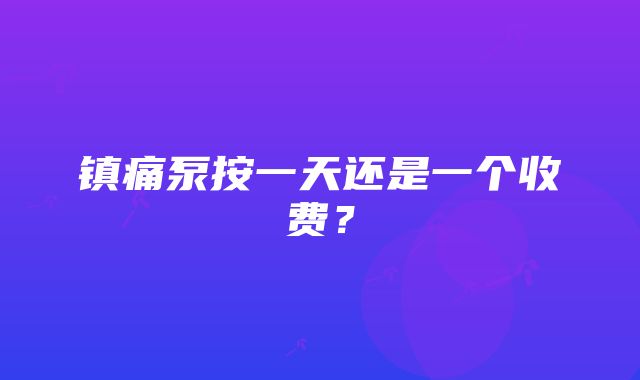 镇痛泵按一天还是一个收费？