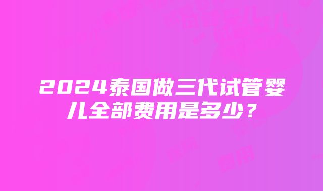 2024泰国做三代试管婴儿全部费用是多少？