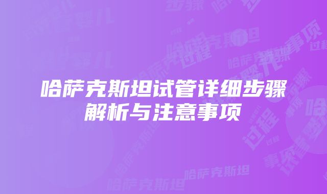 哈萨克斯坦试管详细步骤解析与注意事项