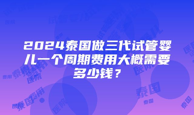 2024泰国做三代试管婴儿一个周期费用大概需要多少钱？