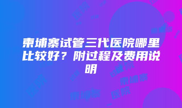 柬埔寨试管三代医院哪里比较好？附过程及费用说明