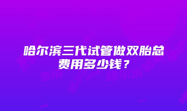 哈尔滨三代试管做双胎总费用多少钱？