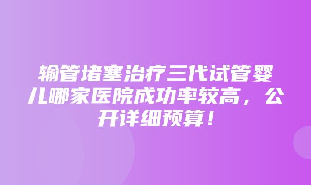 输管堵塞治疗三代试管婴儿哪家医院成功率较高，公开详细预算！