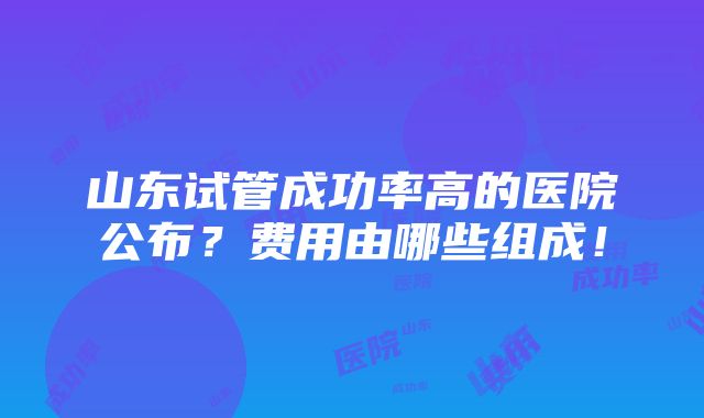 山东试管成功率高的医院公布？费用由哪些组成！