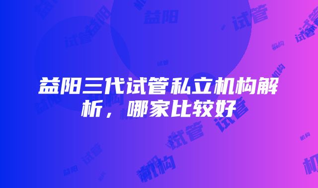 益阳三代试管私立机构解析，哪家比较好