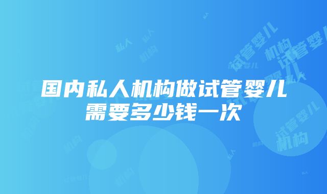 国内私人机构做试管婴儿需要多少钱一次