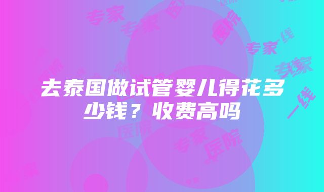 去泰国做试管婴儿得花多少钱？收费高吗